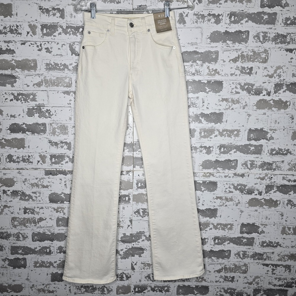 NWT Madewell Jeans Womens 23 Relaxed Bootcut Cream Stretch Denim Magic Pockets